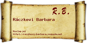 Ráczkevi Barbara névjegykártya